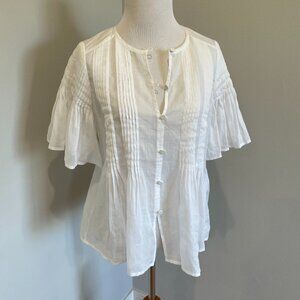 Banana Republic White Pintuck Blouse